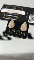 Brinco pequeno de Gota Cravejado em Zircônia Folheado