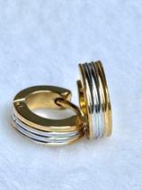 Brinco pequeno de ouro 18k e ouro branco