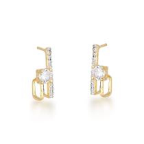 Brinco Pequeno Linha e Ponto de Luz Banhado a Ouro 18k