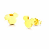 Brinco Pequeno Mickey Folheado A Ouro 18k