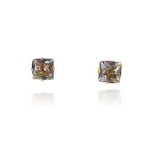 Brinco Pequeno Quadrado Zircônia Lavanda Banhado em Ouro 18k