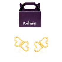 Brinco Pequeno Rommanel Joias Coraçoes Ligados Ouro 18k Brinco Pequeno Rommanel Joias Coraçoes Ligados Ouro 18k