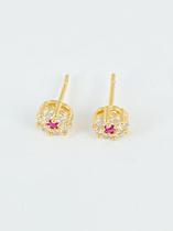 Brinco Perola 6mm C/ Borda Lisa + Cravejada 16 Zirconias