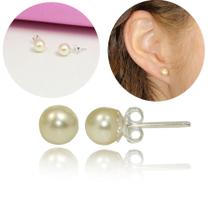 Brinco Perola 7 mm Prata Legitima 925 Brinco Perola 7 mm Prata Legitima 925