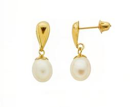 Brinco Pérola Biwa 5mm Ouro 18k 750 Brinco Pérola Biwa 5mm Ouro 18k 750