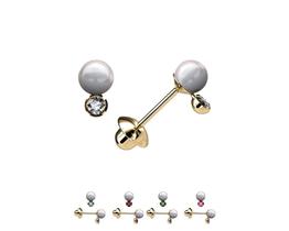 Brinco Pérola Brilhante Ouro Dourado Infantil Elister P25S20B
