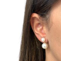 Brinco Pérola duplo banhado a ouro 18k