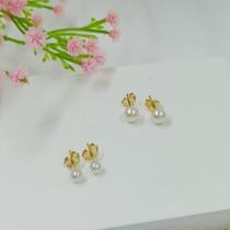 Brinco Pérola Folheado a Ouro