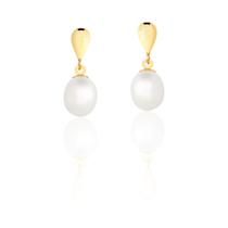 Brinco Pérola Gota Natural 6mm Ouro 18k 750 Pingente Adulto Brinco Pérola Gota Natural 6mm Ouro 18k 750 Pingente Adulto