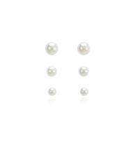 Brinco Pérola Lisa Trio Conjunto 3 Furos Joias Folheadas