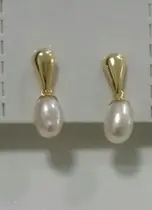 Brinco Pérola Natural Em Ouro 18k Gota Brinco Pérola Natural Em Ouro 18k Gota