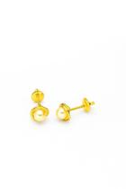 Brinco Pérola Rococó 3mm ouro 18k - 0.52
