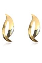 Brinco Pétala Lisa Banhado Em Ouro 18k