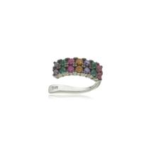 Brinco Piercing Cravejado Zircônia Colorida- Prata Banho Ródio