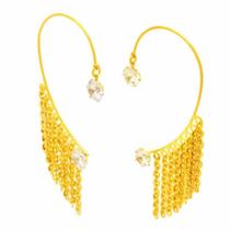 Brinco Piercing de Malha de Corrente com Strass Brinco Piercing de Malha de Corrente com Strass