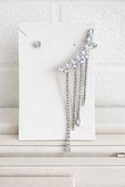 Brinco piercing earcuff folheado com strass e ponto de luz banho:prata