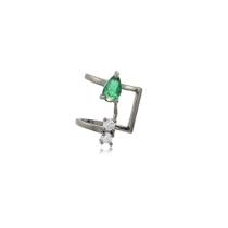 Brinco Piercing Esmeralda e Cristal Ródio Negro
