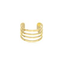 Brinco Piercing Fake 4 Fileiras Lisas Banhado a Ouro 18k