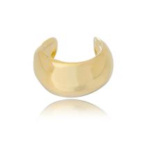 Brinco Piercing Fake Argola Larga Lisa Média Banho Ouro 18K