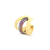 Brinco Piercing Fake Com Pedras Multicolor Folheado A Ouro Brinco Piercing Fake Com Pedras Multicolor Folheado A Ouro