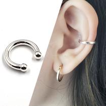 Brinco Piercing Fake Liso Banho Ouro / Prata