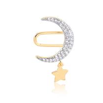Brinco Piercing Fake Lua E Estrela Com Pedras De Zircônias