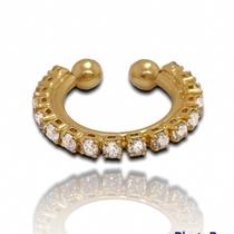 Brinco Piercing Fake Zirconia Cravejada Banhado Ouro 18k Semijoia
