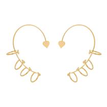 Brinco Piercing Liso 4 Fios De 3mm E Fio De 7mm Banhado a Ouro 18k