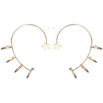 Brinco Piercing Liso 4 Fios De 3mm E Fio De 7mm Banhado a Ouro 18k