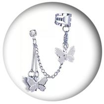 Brinco Piercing Prateado Borboleta Detalhes Brinco Piercing Prateado Borboleta Detalhes