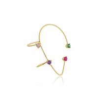 Brinco Piercing Volta Orelha com Zircônias Mix Color Banhado a Ouro 18k