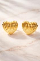 Brinco Pino Aço Inox Coração Canelado Banhado Ouro 18k