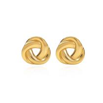 Brinco Pino Aço Inox Espiral Nó Banhado Ouro Luxo Moderno 18k Brinco Pino Aço Inox Espiral Nó Banhado Ouro Luxo Moderno 18k