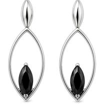 Brinco Pino Oval, Zircônia Negra, Prata 925
