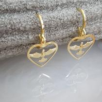 Brinco Pomba da Paz Semijóia Banhado Ouro Tendência Moderno