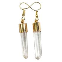 Brinco Ponta Cristal Laser 30mm Bruta Anzol Caixinha Dourado
