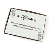 Brinco ponto de luz aço + Caixa presente com frase Afilhada