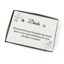 Brinco ponto de luz aço + Caixa presente com frase Madrinha