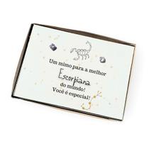 Brinco ponto de luz aço - Caixa presente com frase Signo Escorpião