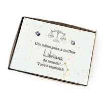 Brinco ponto de luz aço + Caixa presente com frase Signo Libra