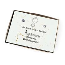 Brinco ponto de luz aço + Caixa presente Signo Aquário