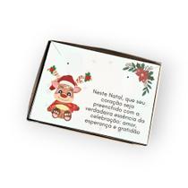 Brinco ponto de luz de aço + Caixa presente Frase Natal Rena