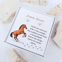 Brinco ponto de luz de aço + Caixa presente Mãe Cavalo
