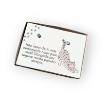 Brinco ponto de luz de aço + Caixa Presente Mãe de Gato cinza