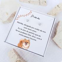 Brinco ponto de luz de aço + Caixa Presente mãe Spitz Alemão