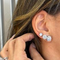 Brinco Ponto de luz em prata 925 legítima pedra moissanite