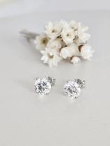 Brinco Ponto de Luz Moissanite 3mm em Prata 925 com Banho de Ródio