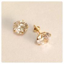 Brinco Ponto De Luz Pedra Zircônia Branca 9mm Ouro 18k 750