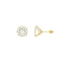 Brinco Ponto De Luz Pedra Zircônia Branca 9mm Ouro 18k 750
