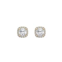 Brinco ponto de luz quadrado cravejado 8mm - Banhado em ouro 18k